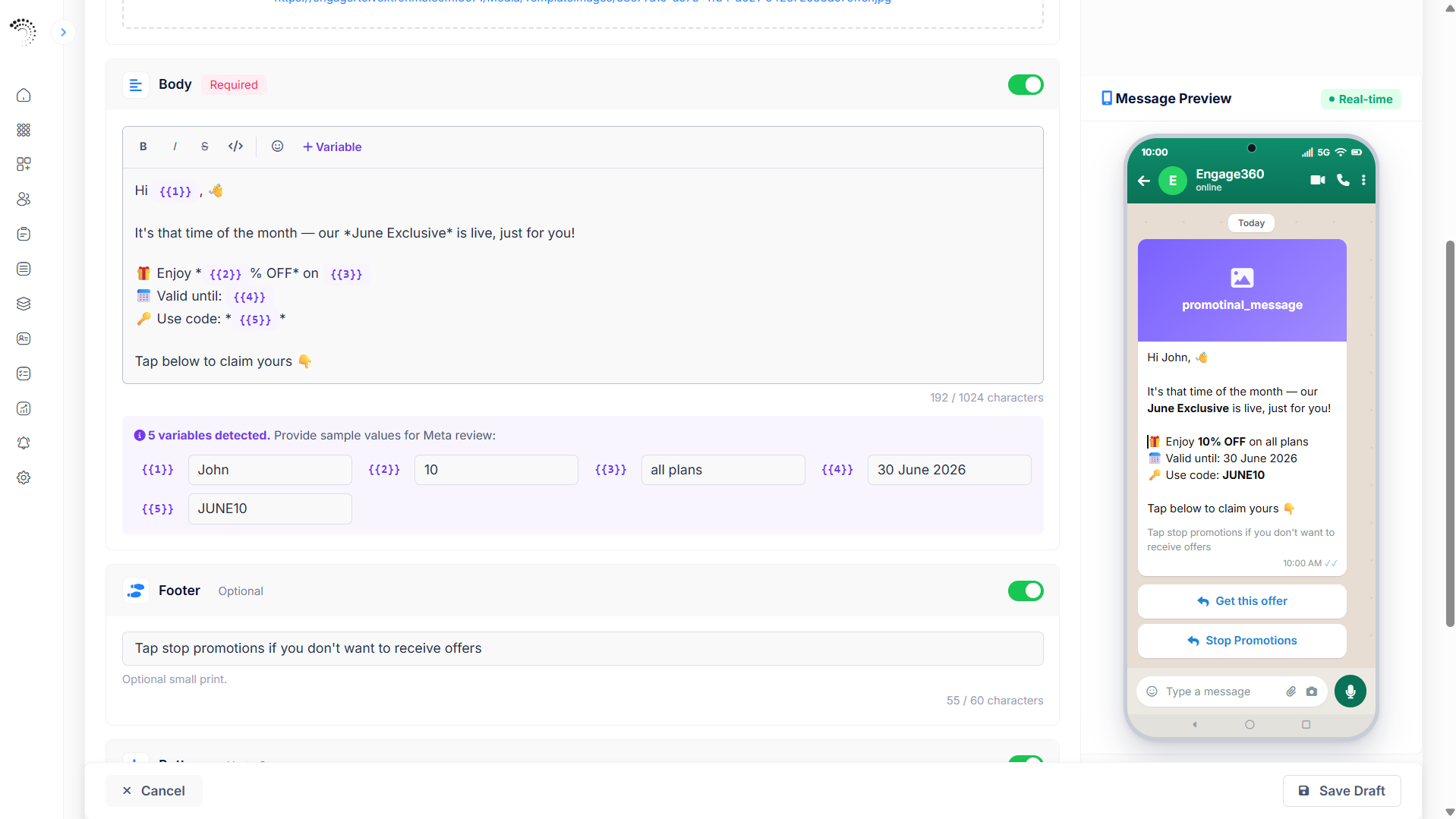 Create a WhatsApp template