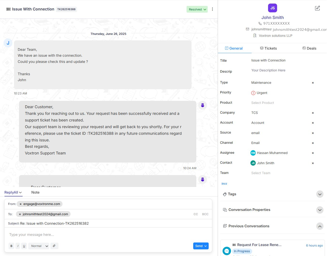 Email Interactions screenshot