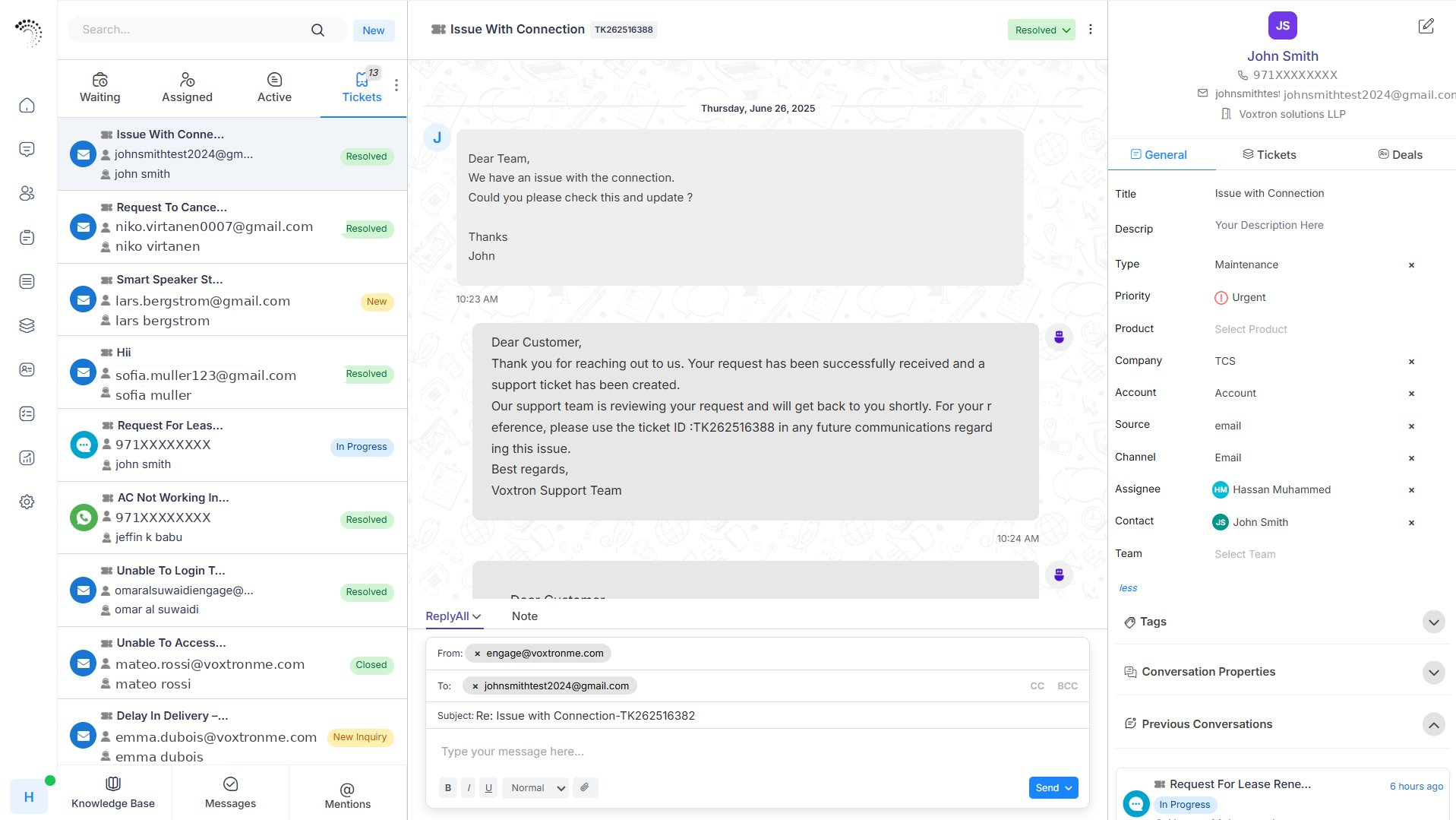 Live Agent Interface