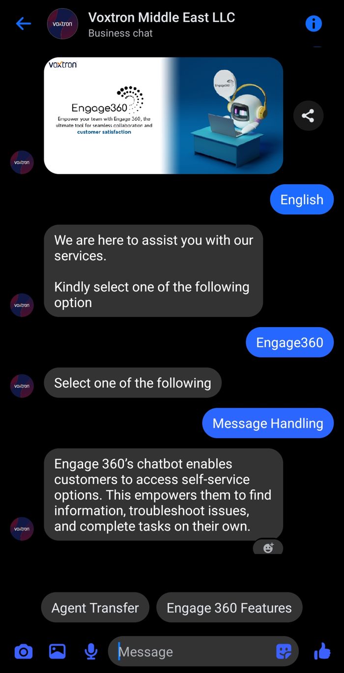 Engage360 on Facebook Messenger