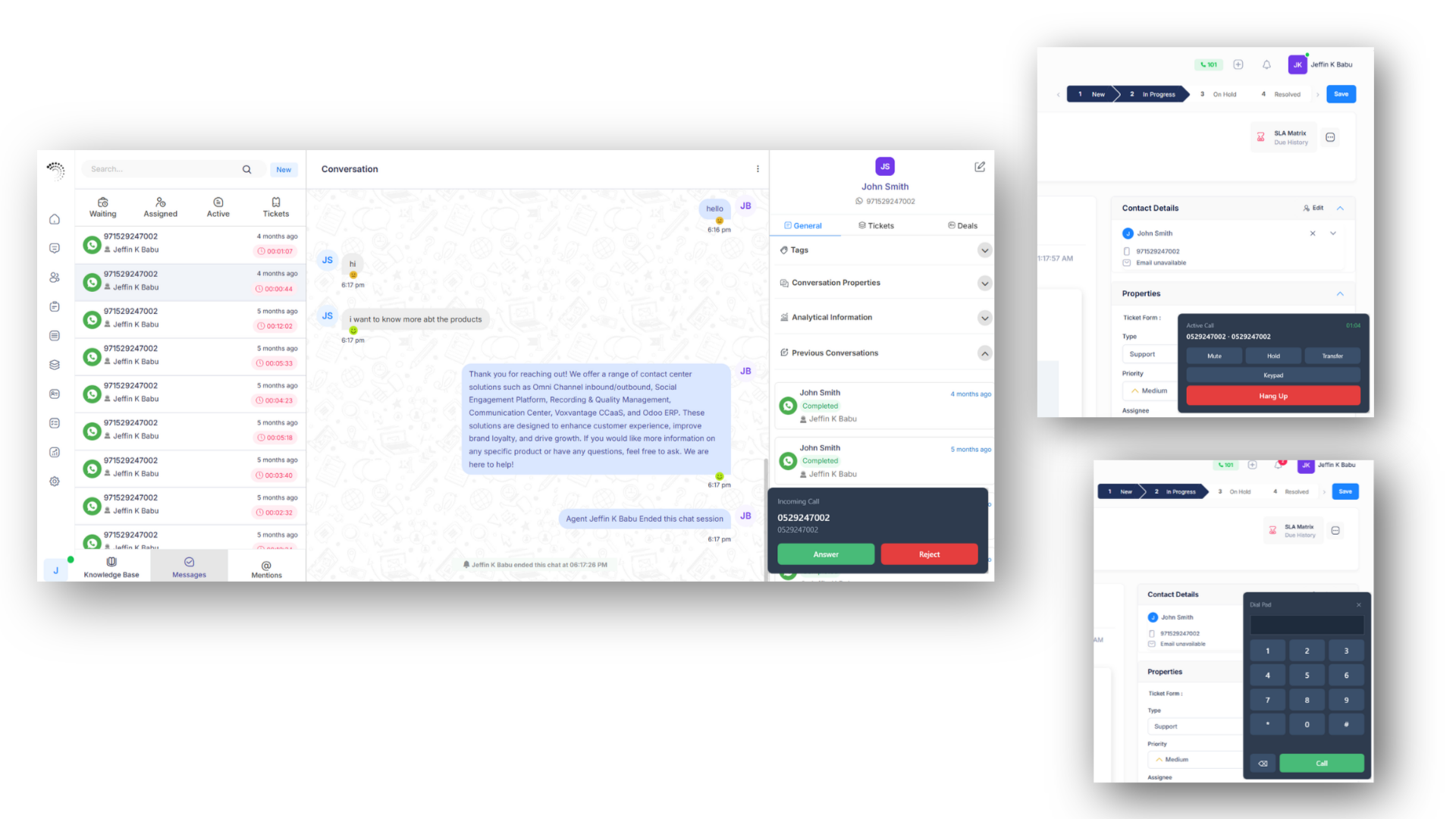 Voice calls within the omnichannel agent workspace