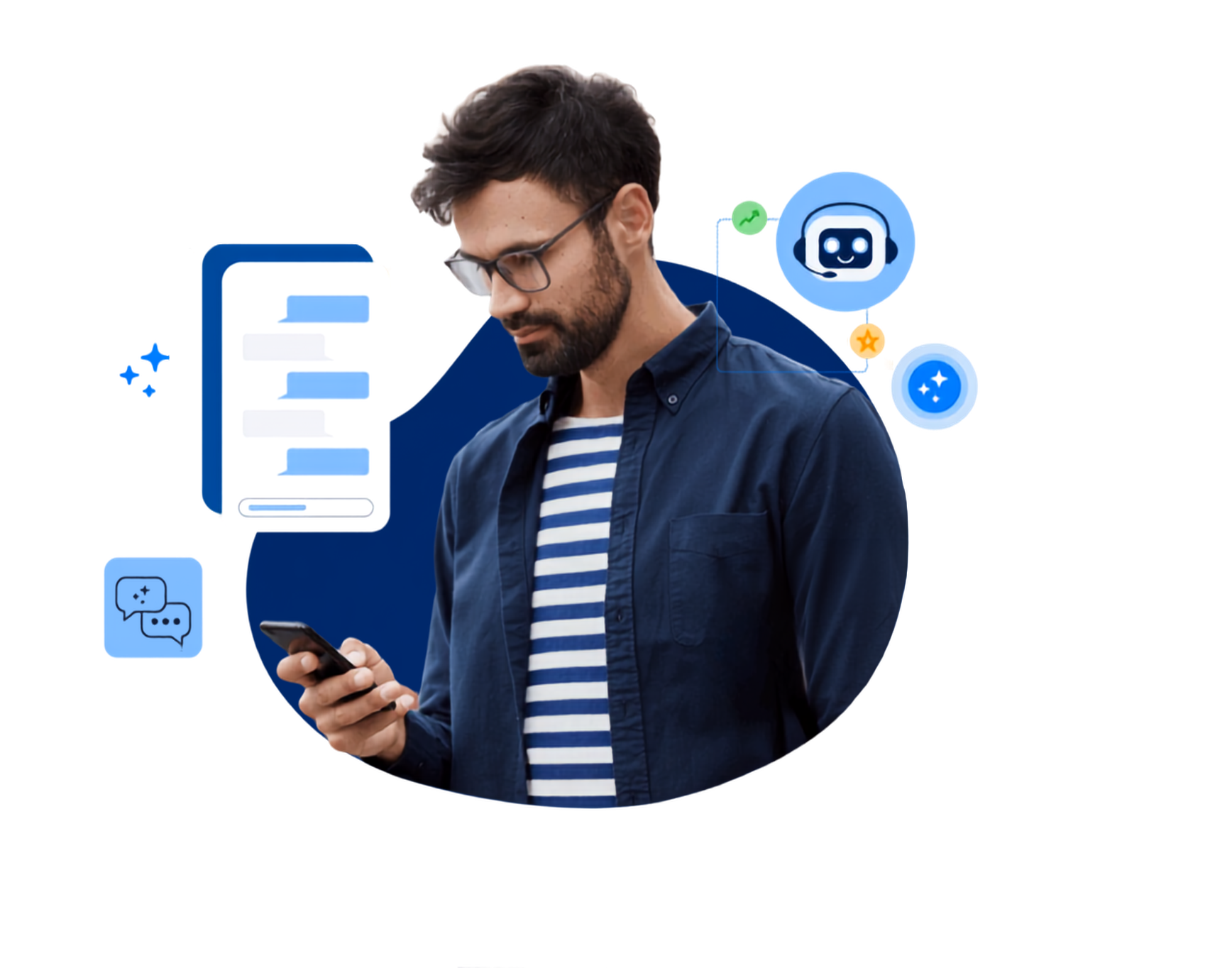 Customer getting instant AI-powered support on his phone